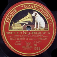 Disque Gramophone : Cortot - Violin Sonata No. 9
